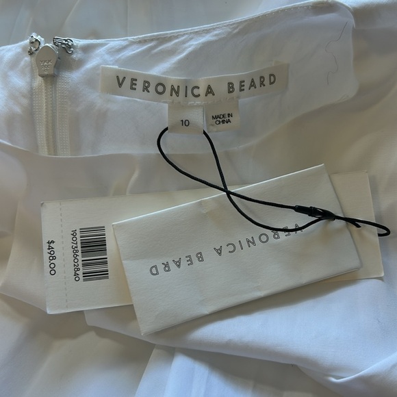 VERONICA BEARD Torres Dress White Round Neck Long Sleeve Stretch Poplin 10 NEW - Picture 11 of 16
